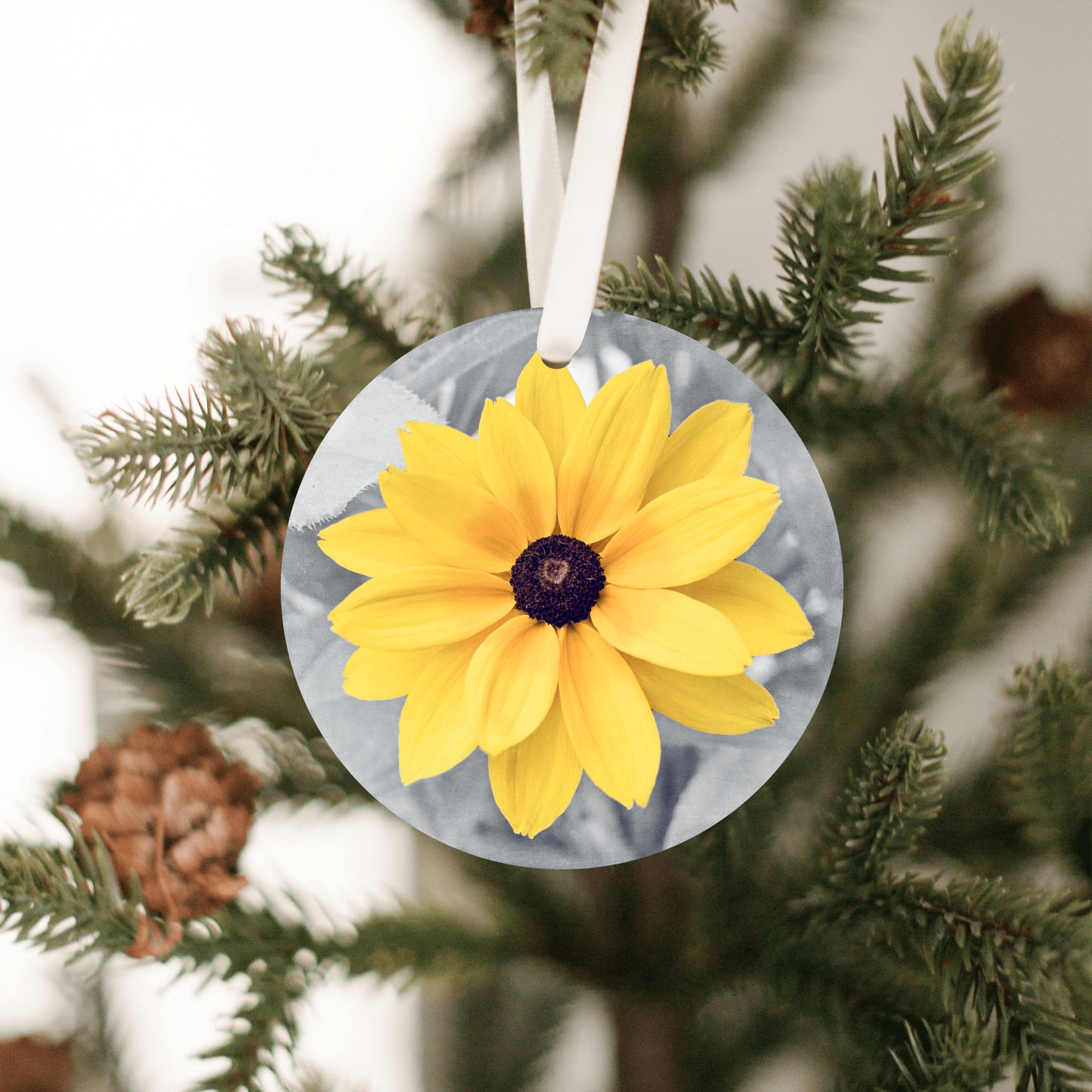 Yellow Flower Christmas Ornament, Nature Tree Gift