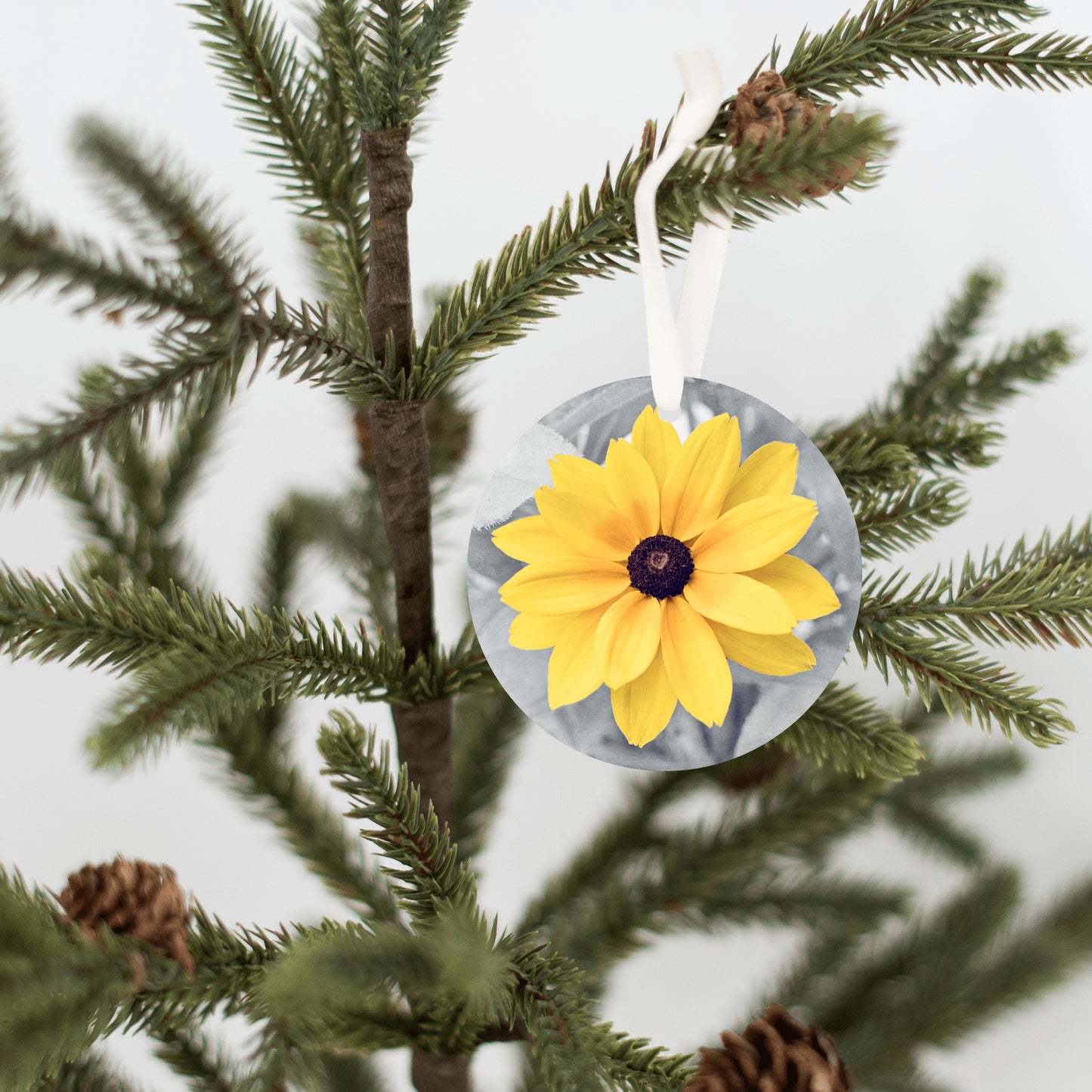Yellow Flower Christmas Ornament, Nature Tree Gift