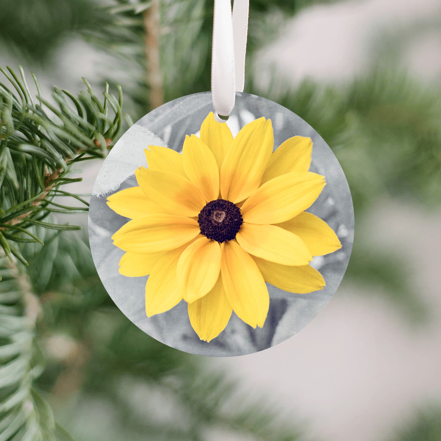 Yellow Flower Christmas Ornament, Nature Tree Gift
