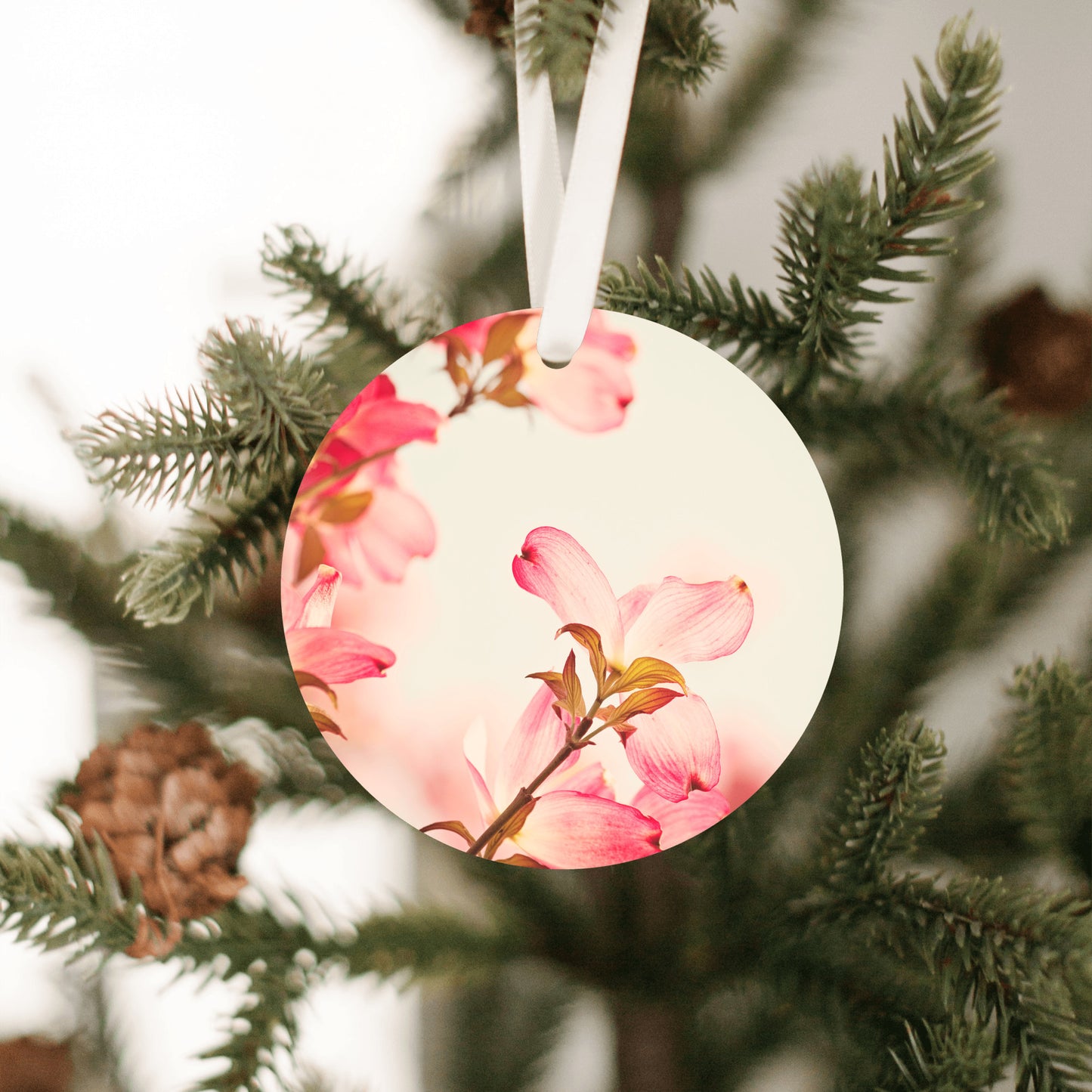 Dogwood Flower Ornament, Pink Christmas Tree Decor