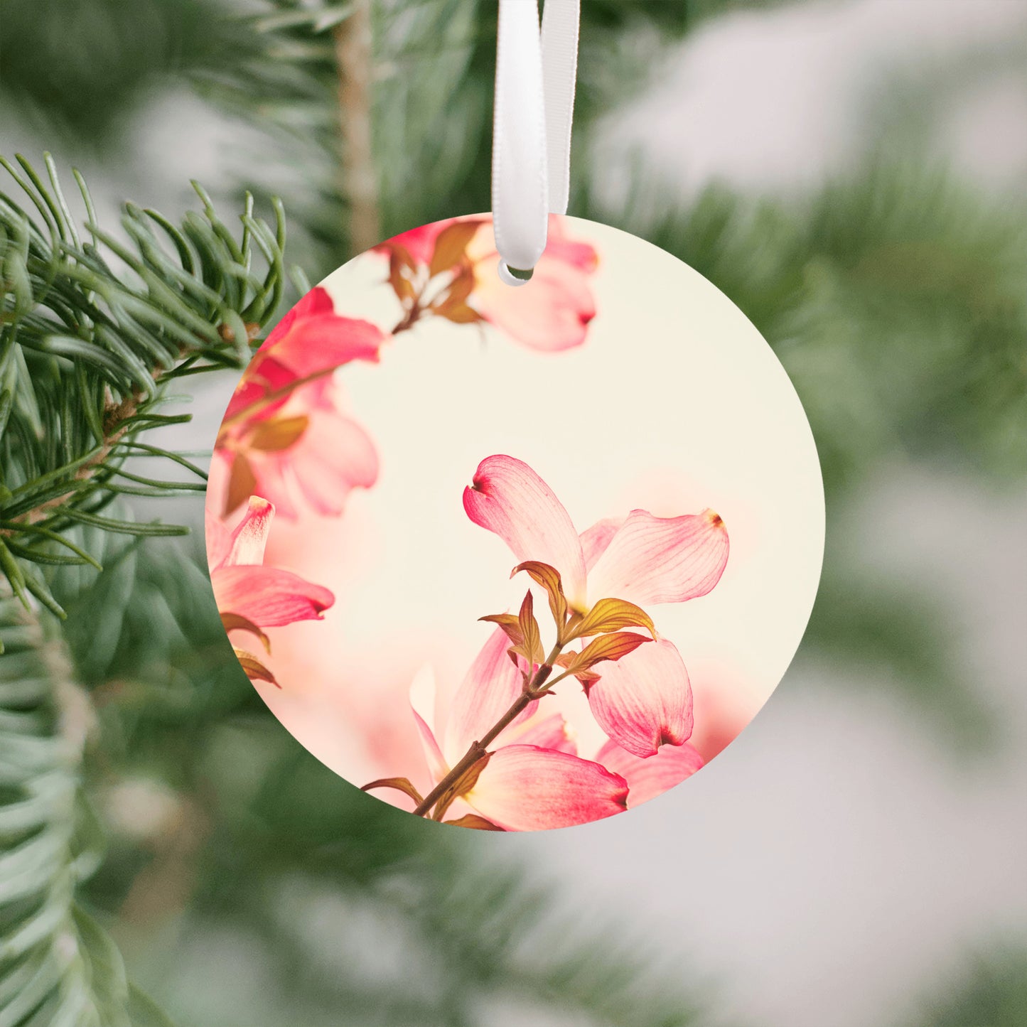 Dogwood Flower Ornament, Pink Christmas Tree Decor
