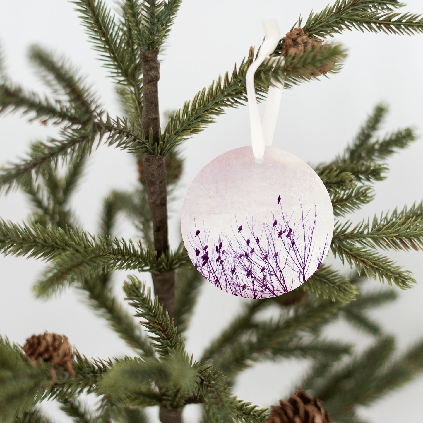 Birds Christmas Tree Ornament, Purple Holiday Decor