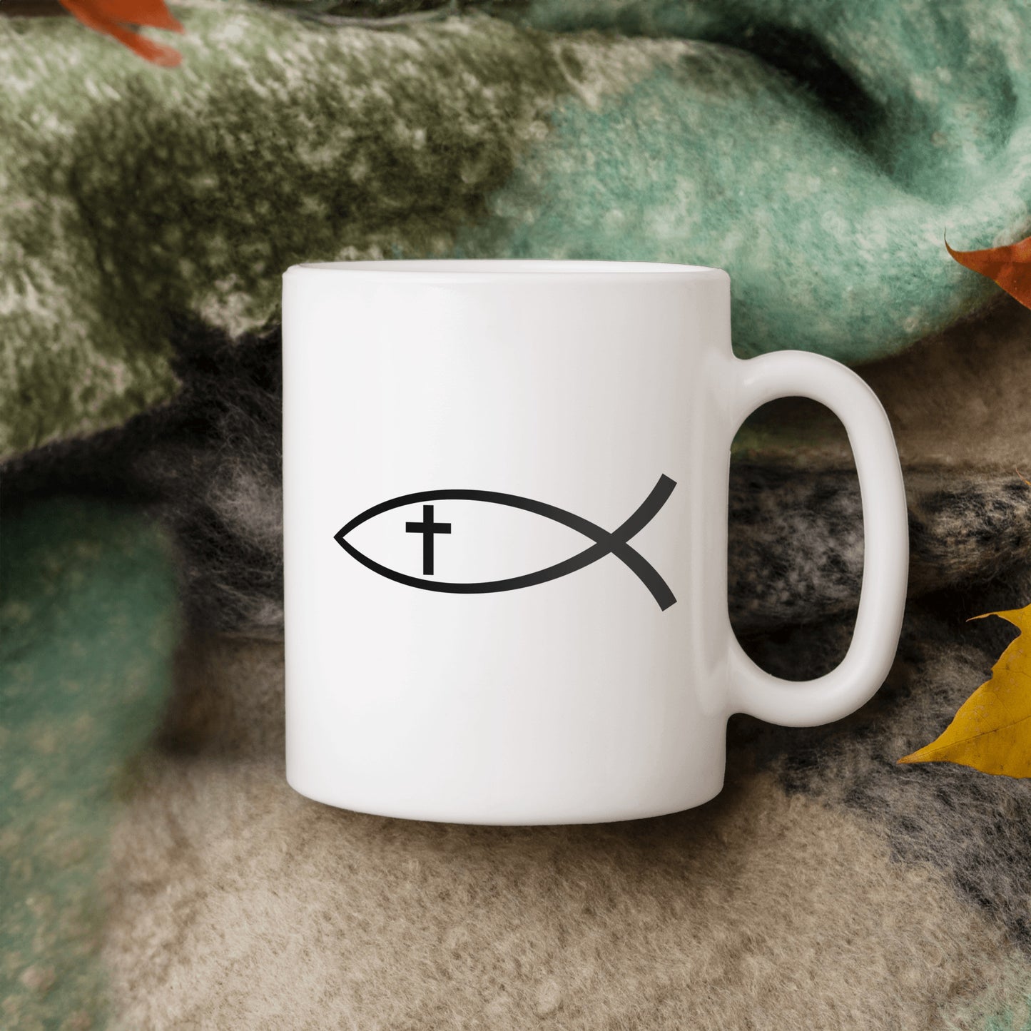 Christian Mug, Cross Fish God Gift