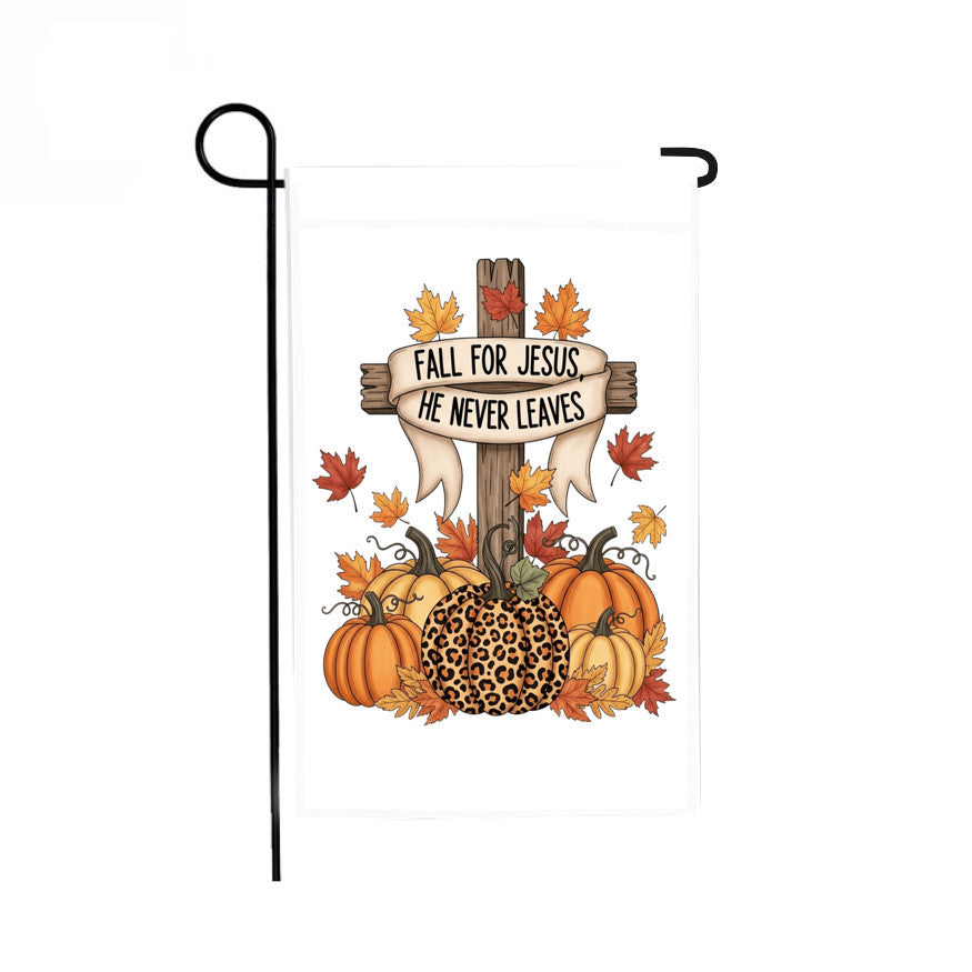 Jesus Autumn Garden Flag, Fall Leaves Outdoor Decor