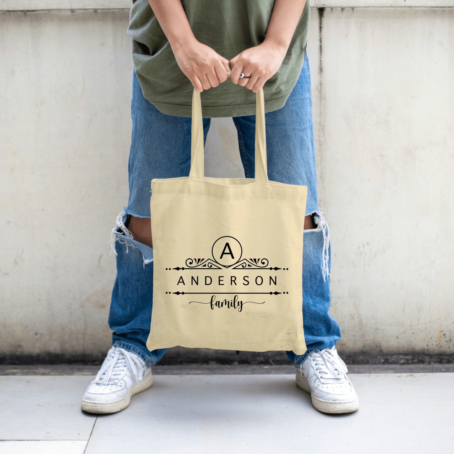Custom Canvas Tote Bag, Personalized Name Gift