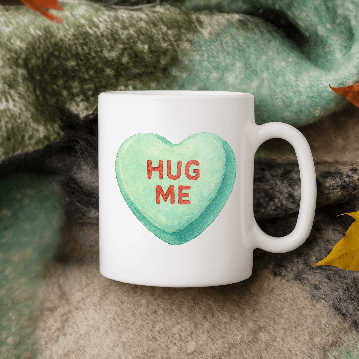 Valentine's Day Mug Gift, Candy Heart Hug Me Drinkware