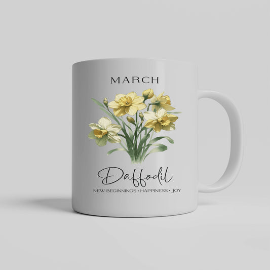 March Birth Ceramic Mug, Birthday Drinkware