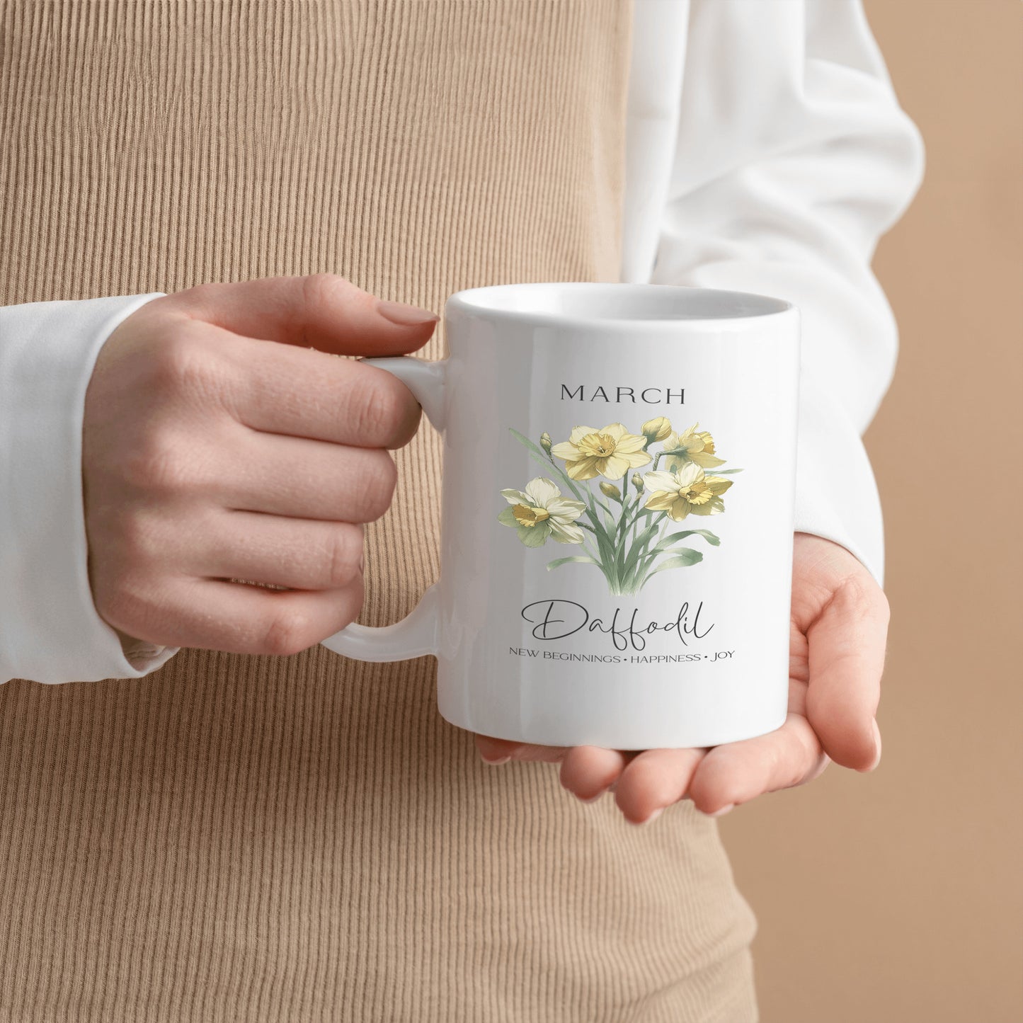 March Birth Ceramic Mug, Birthday Drinkware