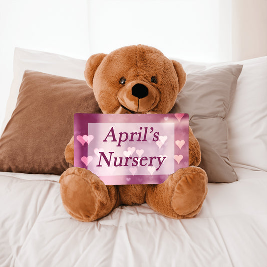 Girl Nursery Pink Bear Sign