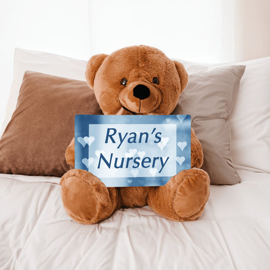Boy Nursery Blue Bear Sign Gift