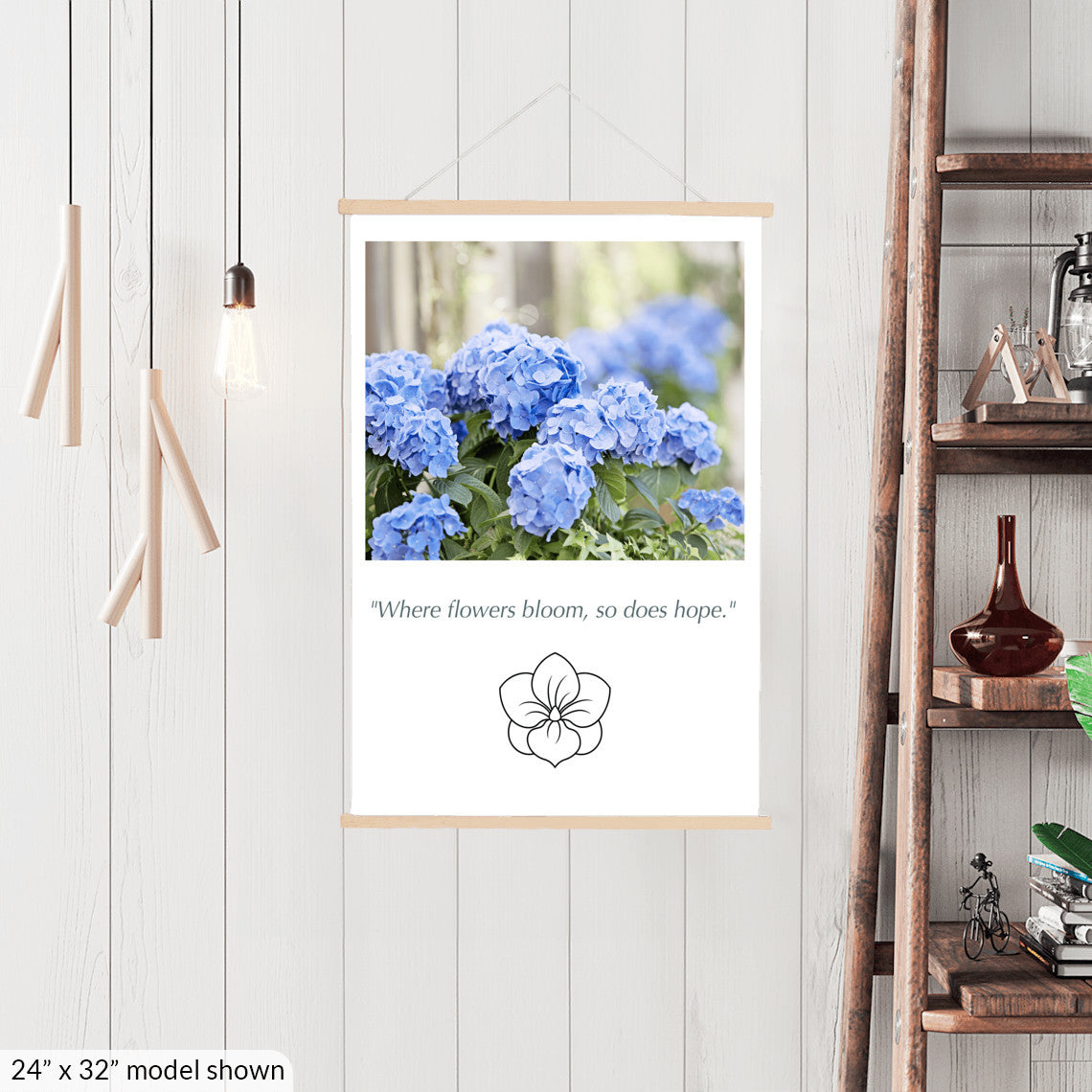 Blue Hydrangea Flower Canvas Art