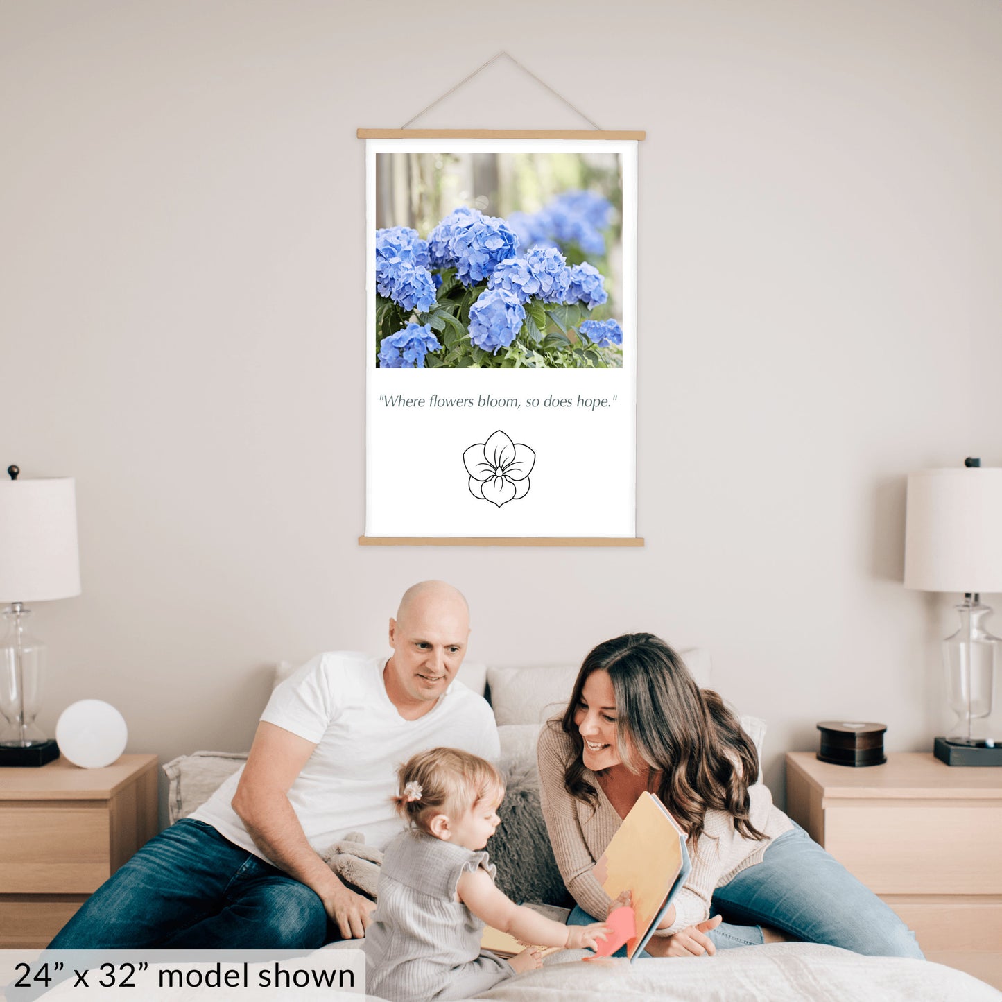 Blue Hydrangea Flower Canvas Art