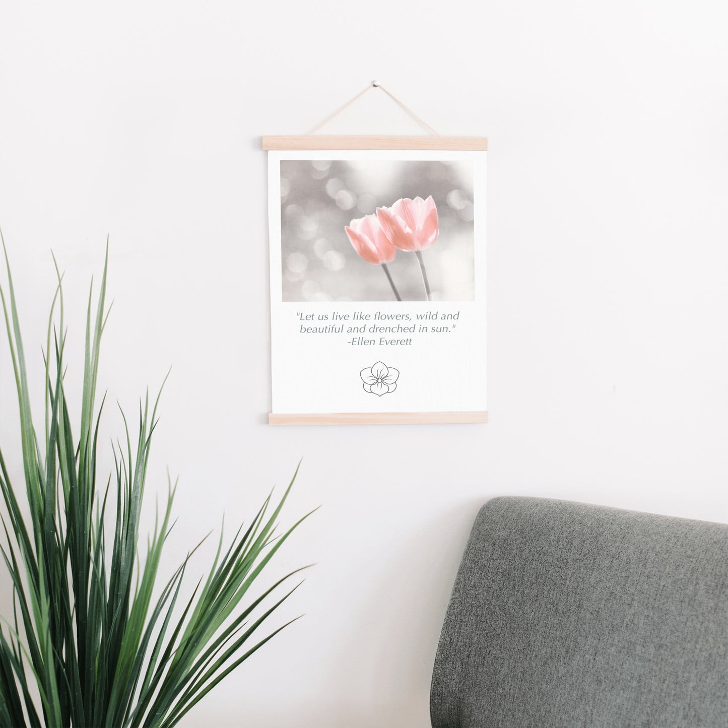Tulip Flowers, Peach Coral Nature Wall Art