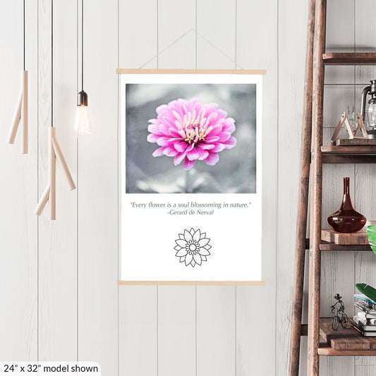 Pink Flower, Grey Canvas Art