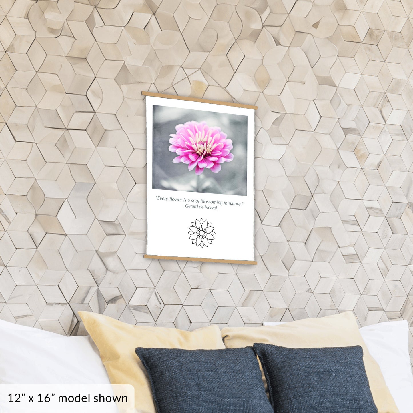 Pink Flower, Grey Canvas Art