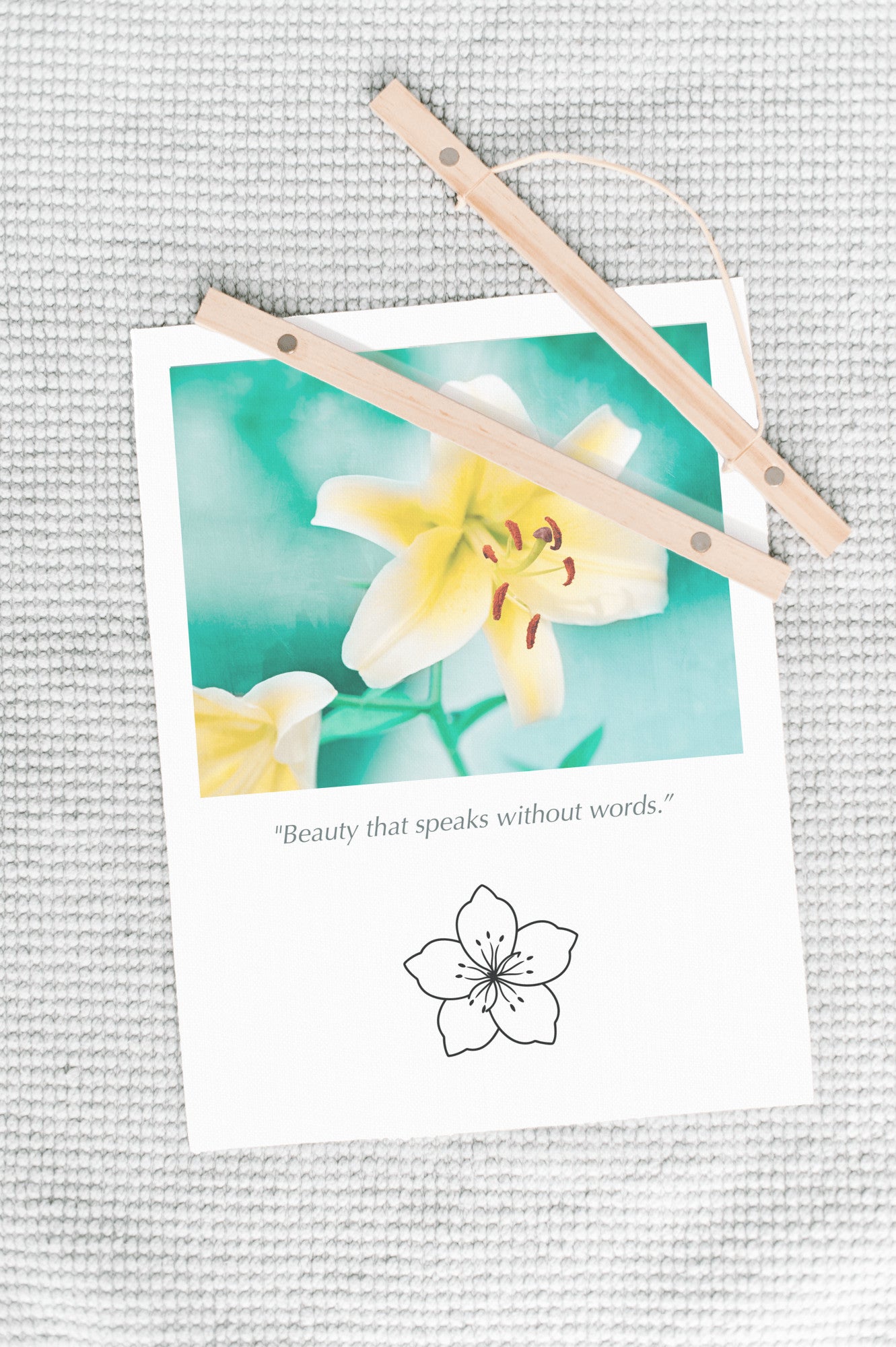 Yellow Lily Flower, Teal Nature Canvas Art