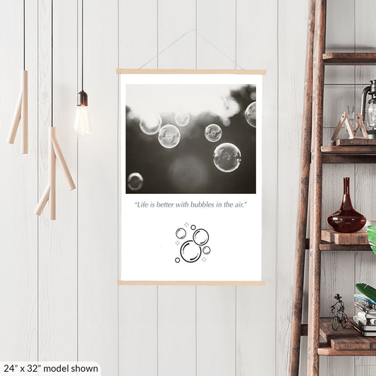 Bubbles Hanging Canvas, Black and White