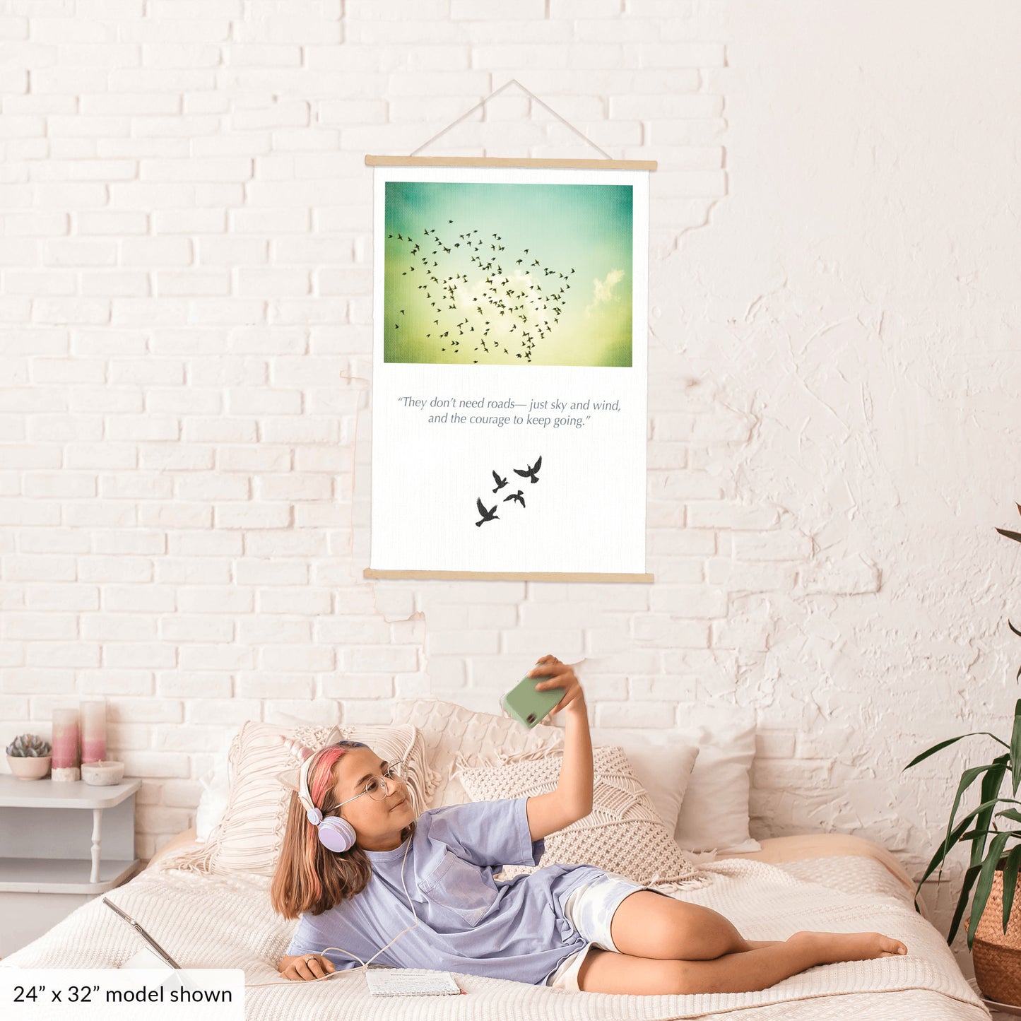 Birds Flying in Sky, Nature Hanging Canvas