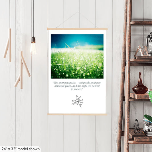 Green Blue Water Dew Drops, Grass Nature Canvas