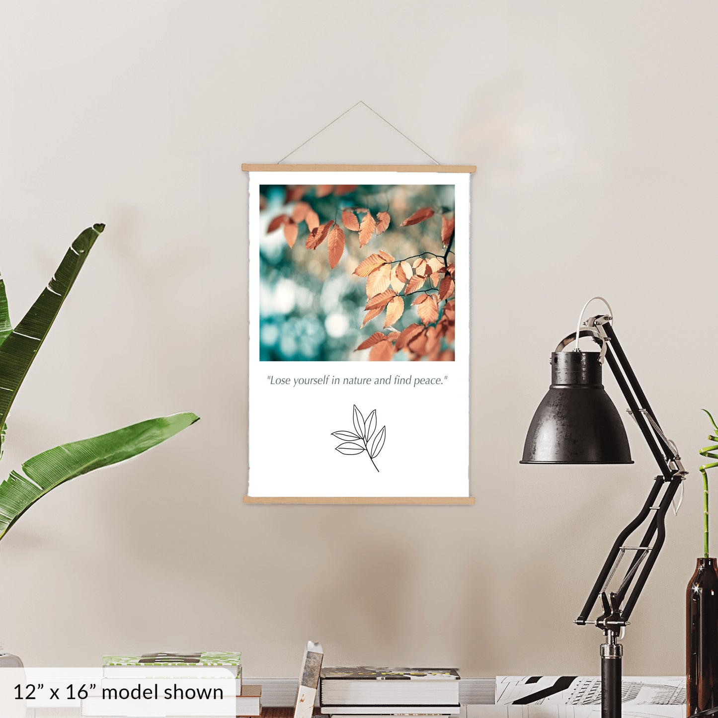 Nature Hanging Canvas, Teal Brown Copper
