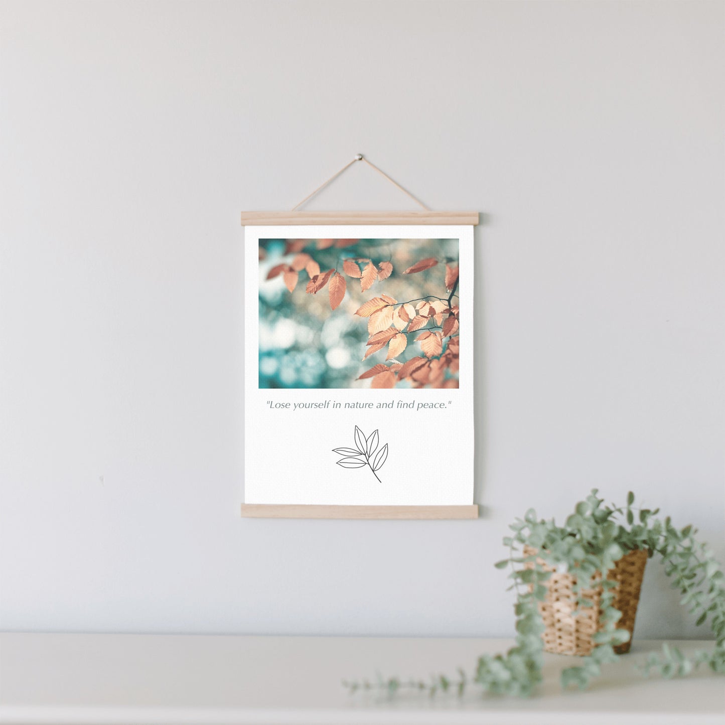 Nature Hanging Canvas, Teal Brown Copper