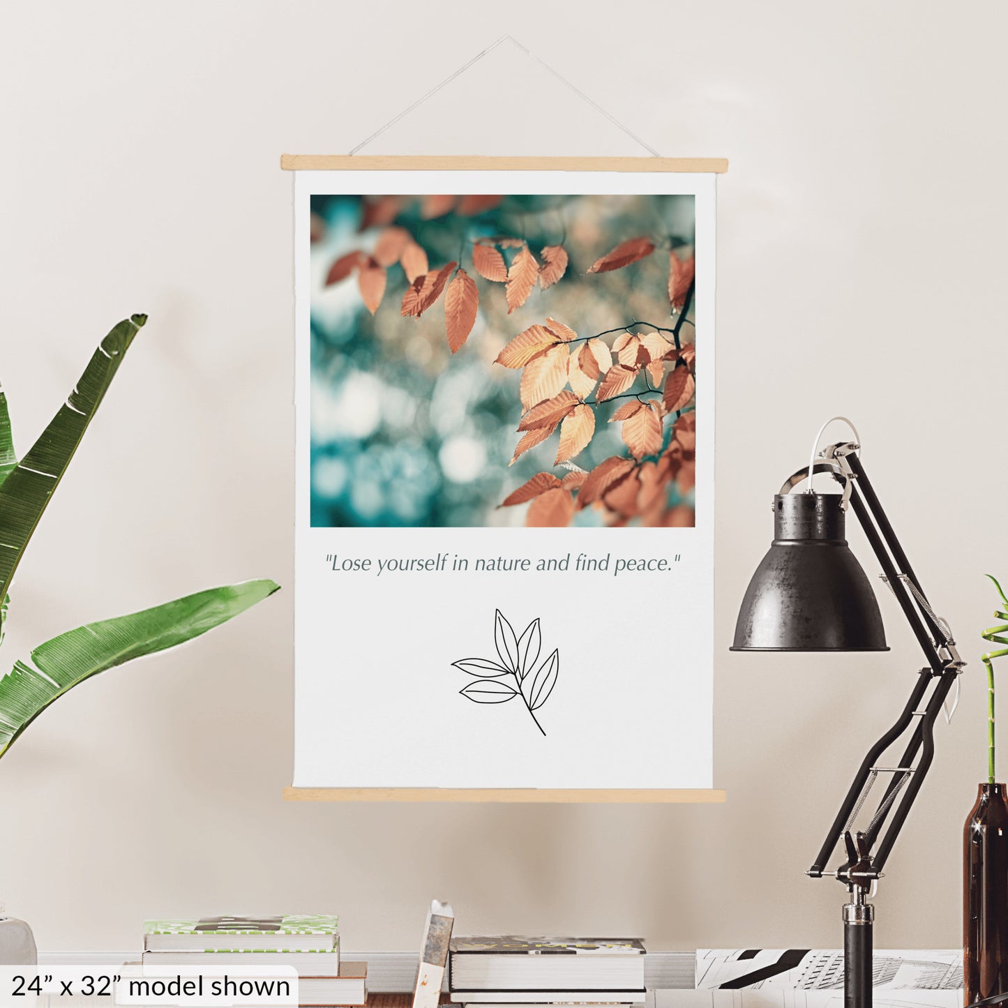 Nature Hanging Canvas, Teal Brown Copper