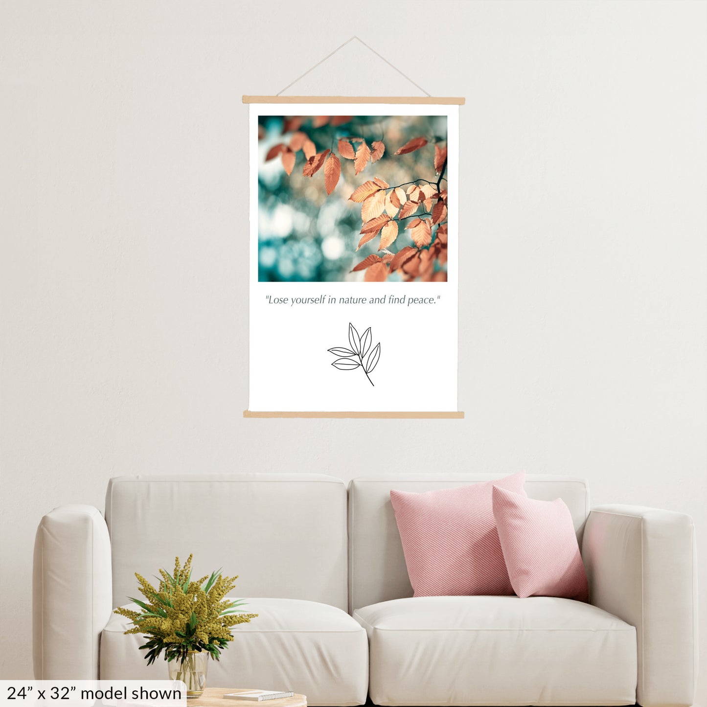 Nature Hanging Canvas, Teal Brown Copper