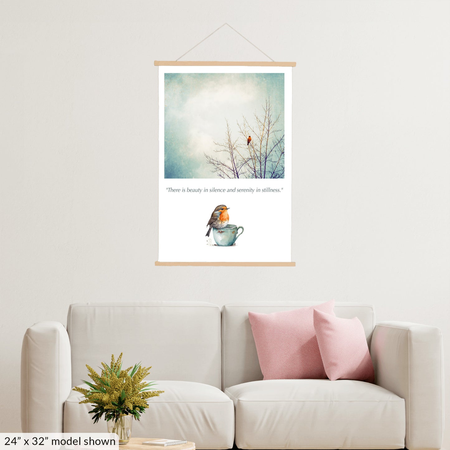 Robin Bird in Tree Hanging Canvas