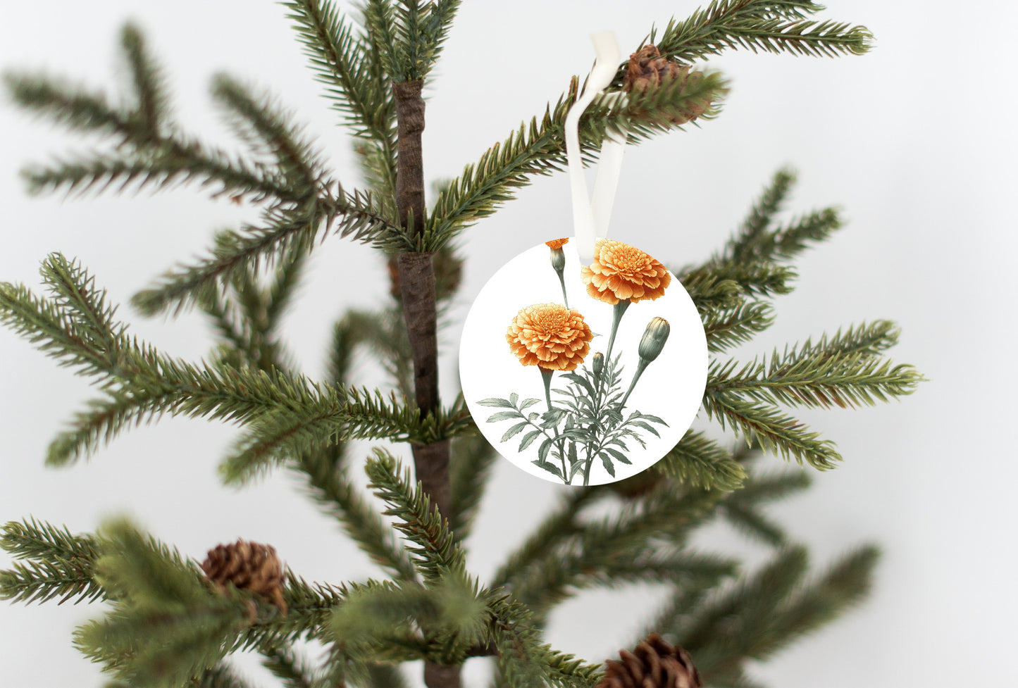 Marigold Flower Christmas Ornament, Nature Gift