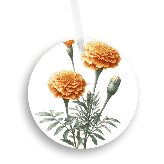 Marigold Flower Christmas Ornament, Nature Gift
