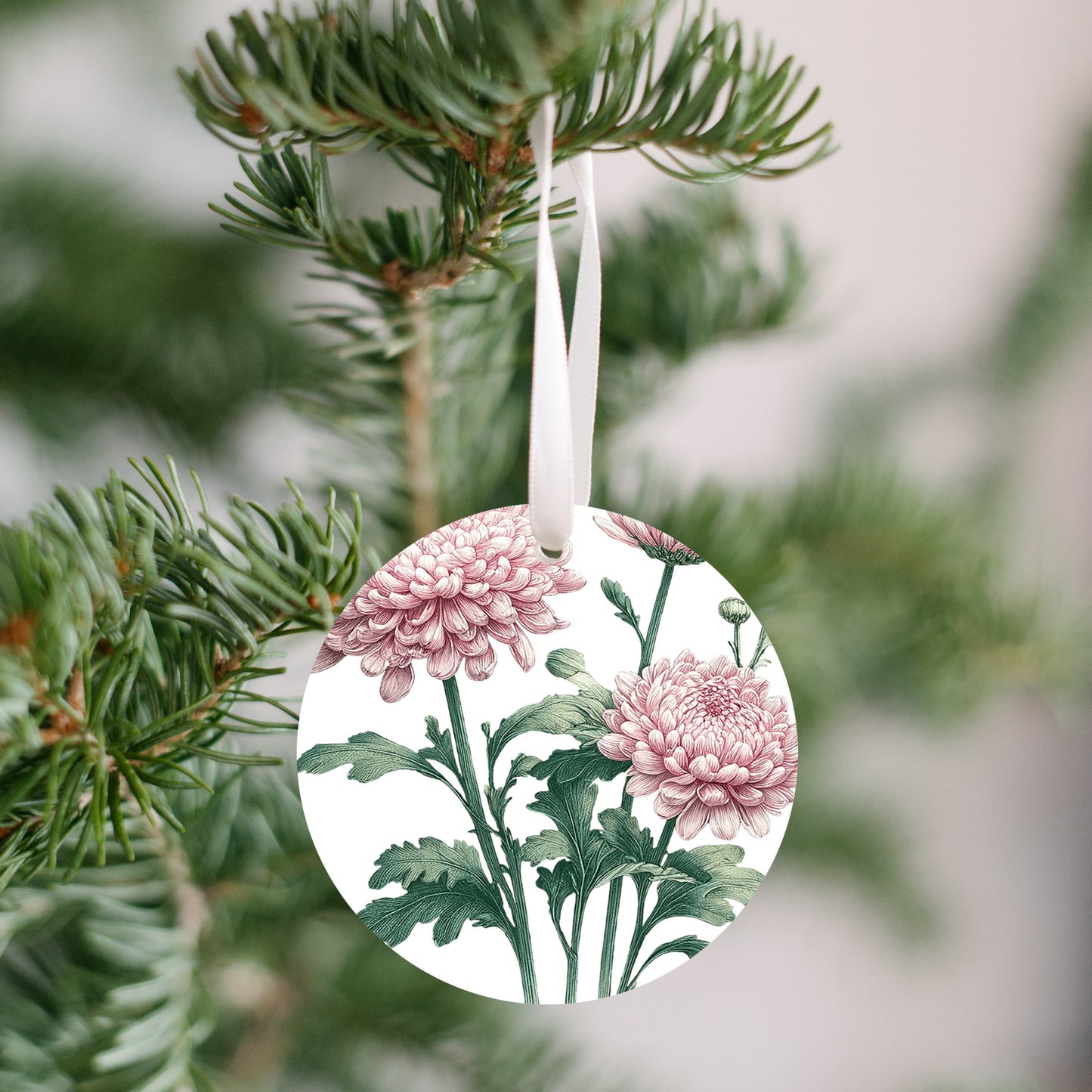 Pink Flower Ornament, Christmas Tree Gift