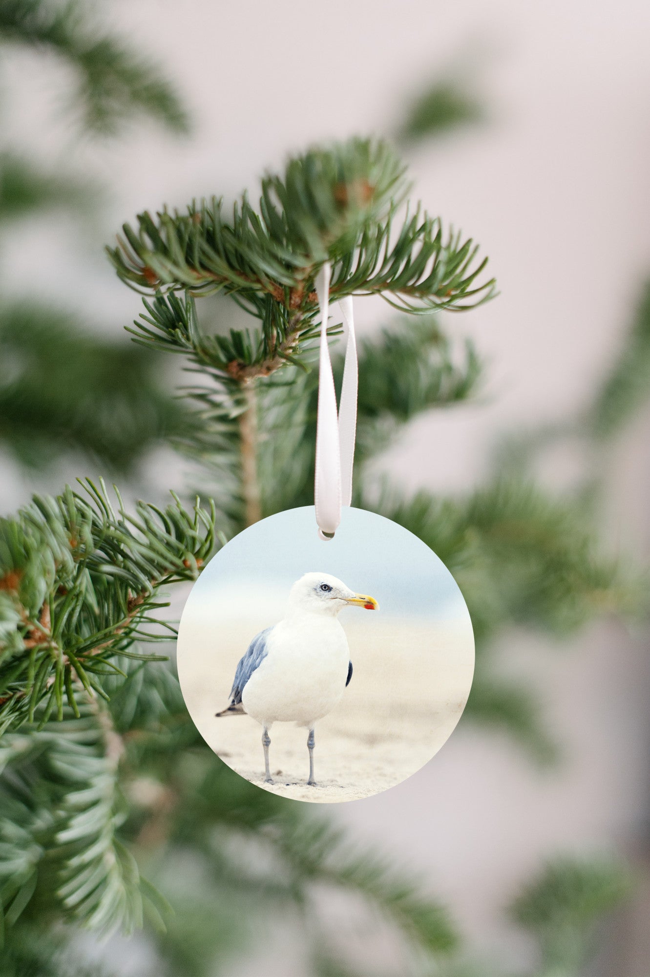 Seagull Beach Ornament, Coastal Christmas Tree