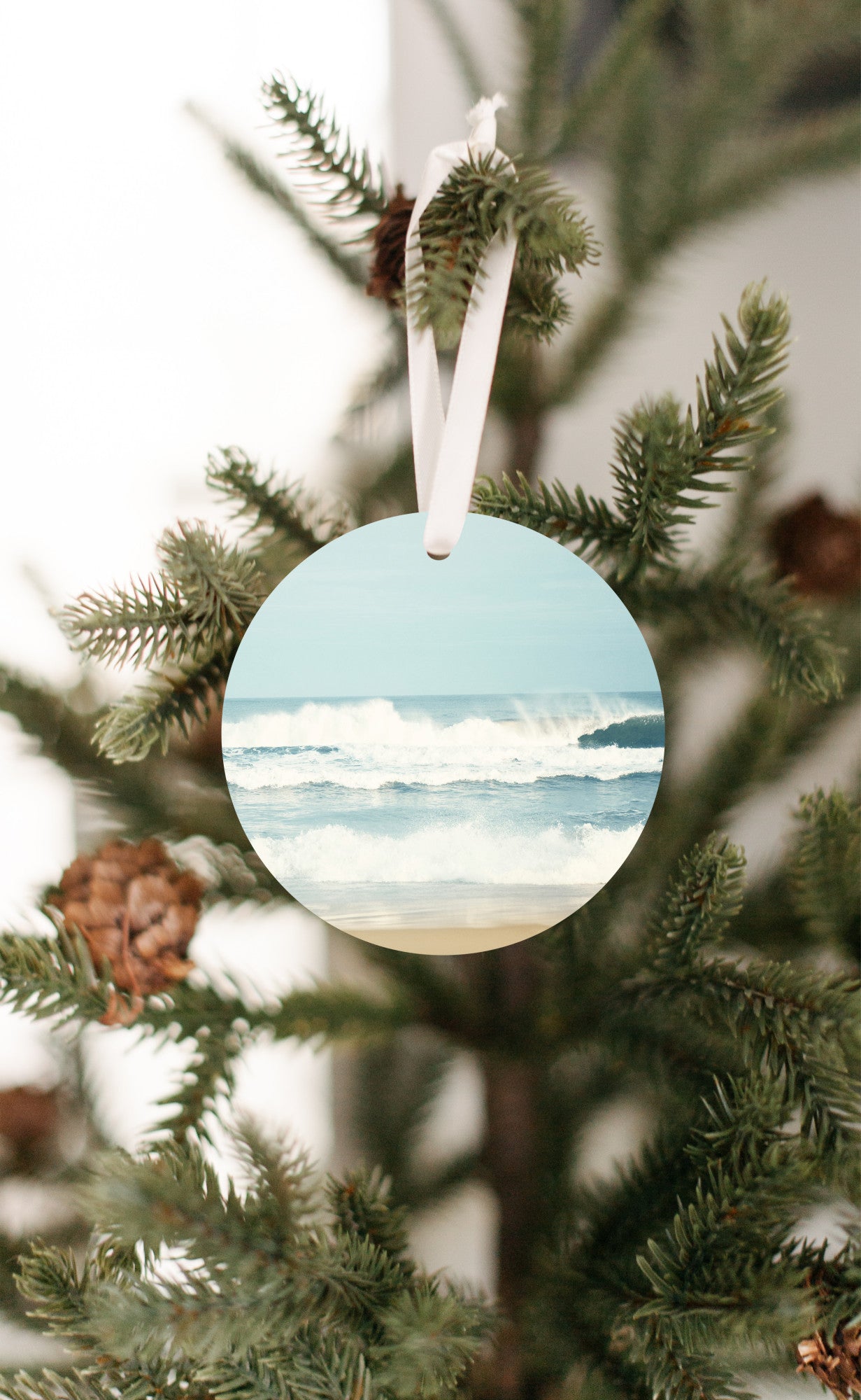 Ocean Beach Christmas Ornament, Sea Wave Gift
