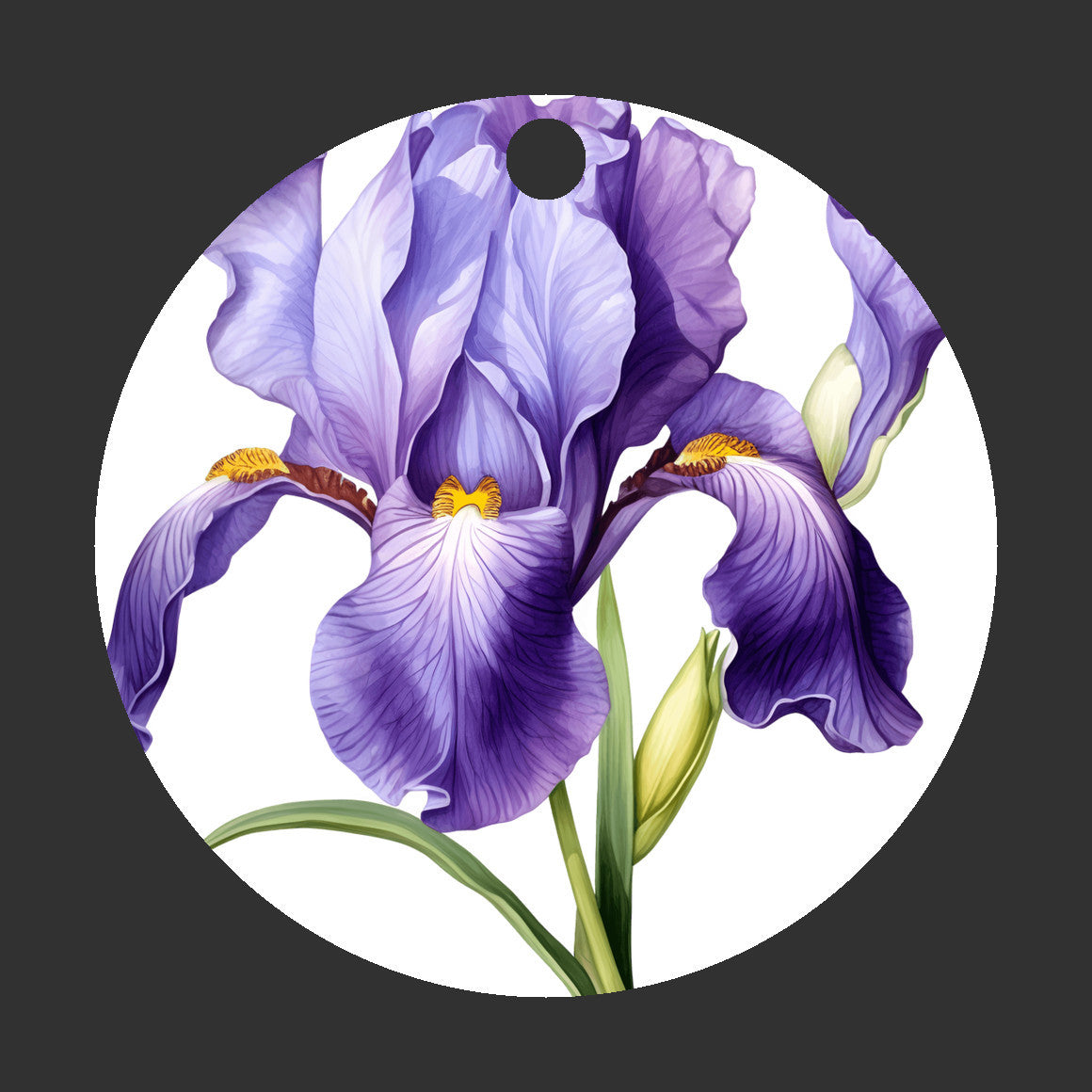 Purple Blue Iris Ornament, Flower Lover Gift