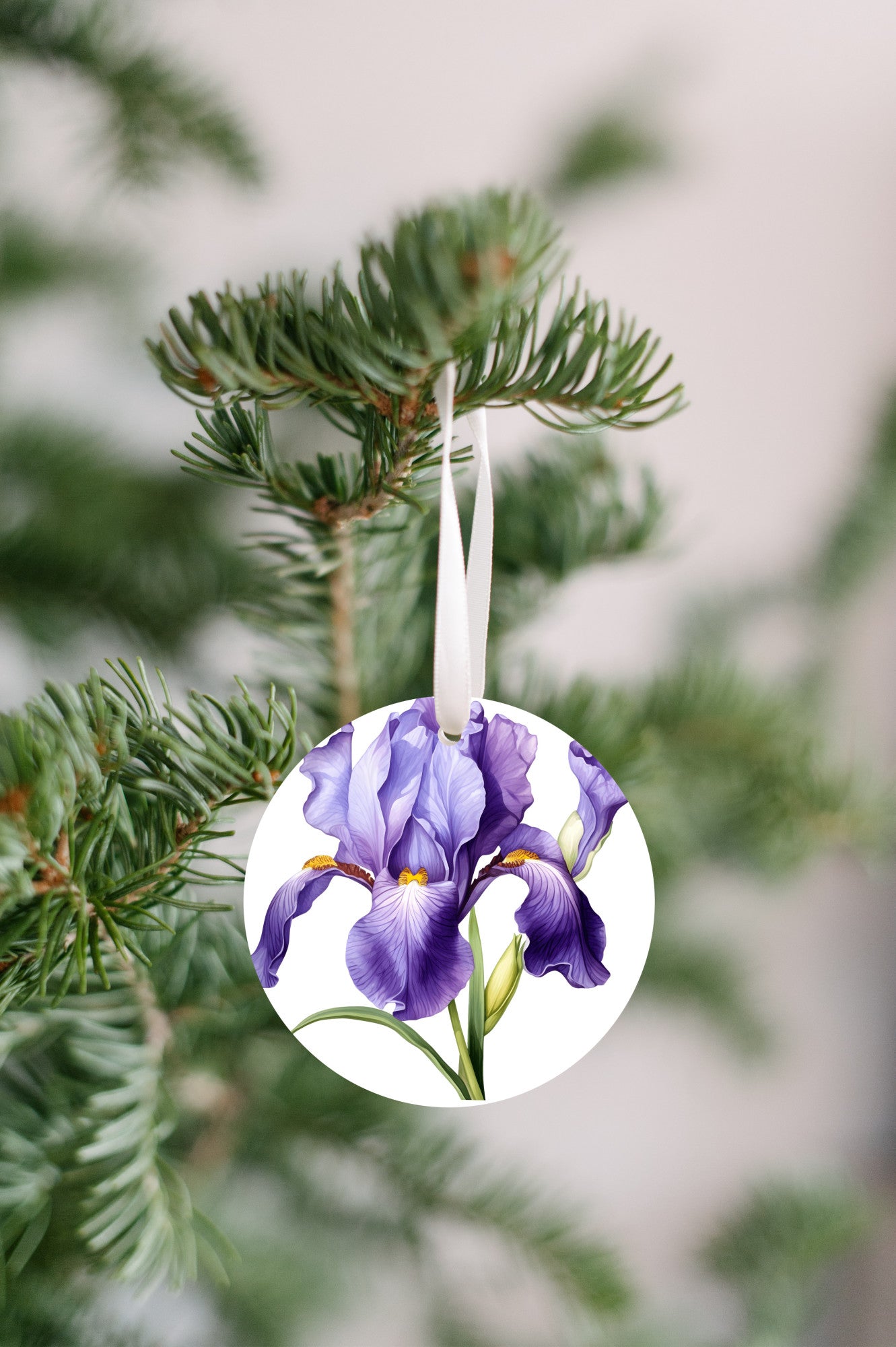 Purple Blue Iris Ornament, Flower Lover Gift