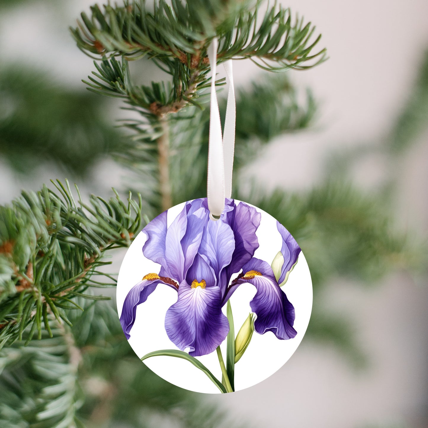 Purple Blue Iris Ornament, Flower Lover Gift