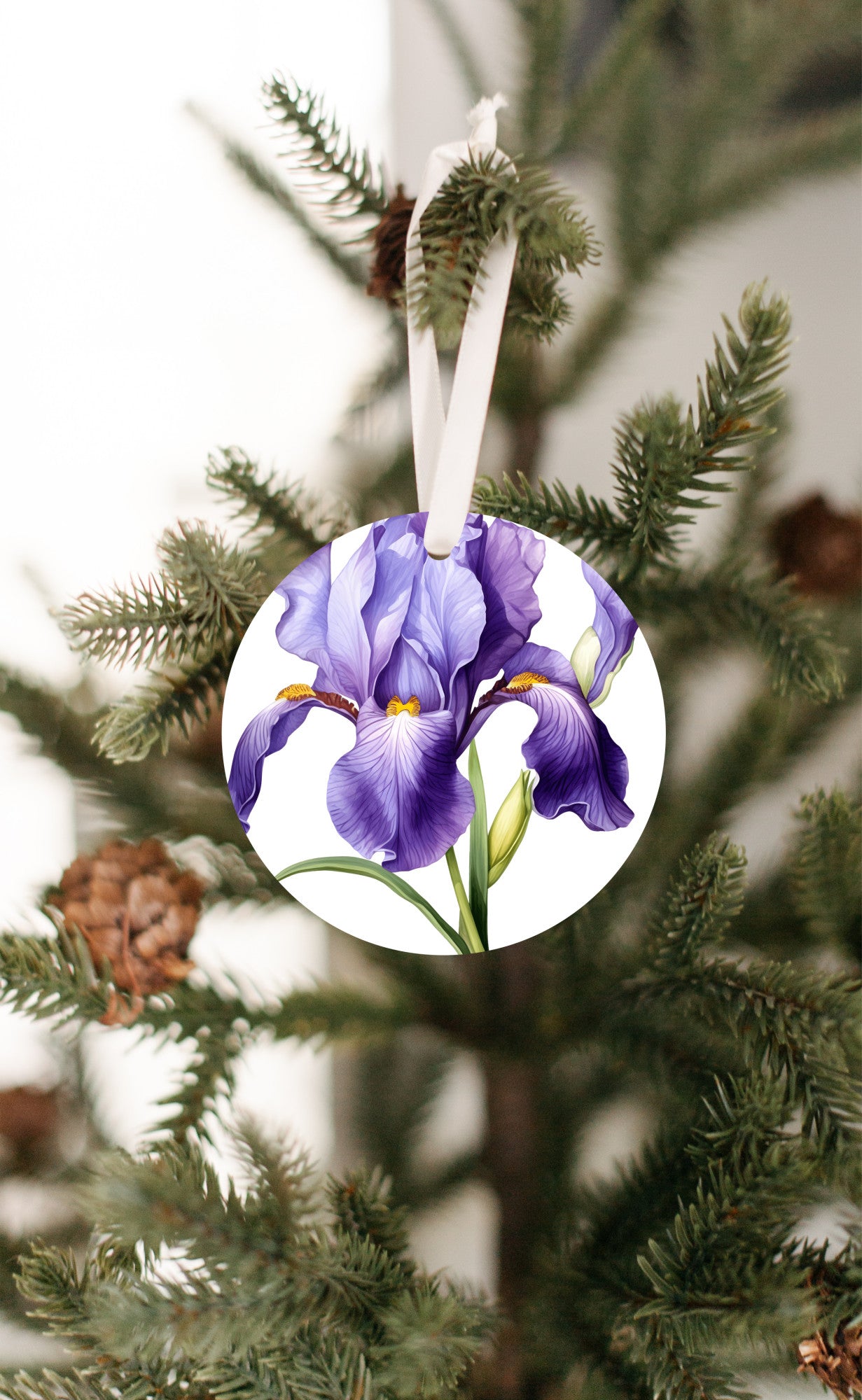 Purple Blue Iris Ornament, Flower Lover Gift