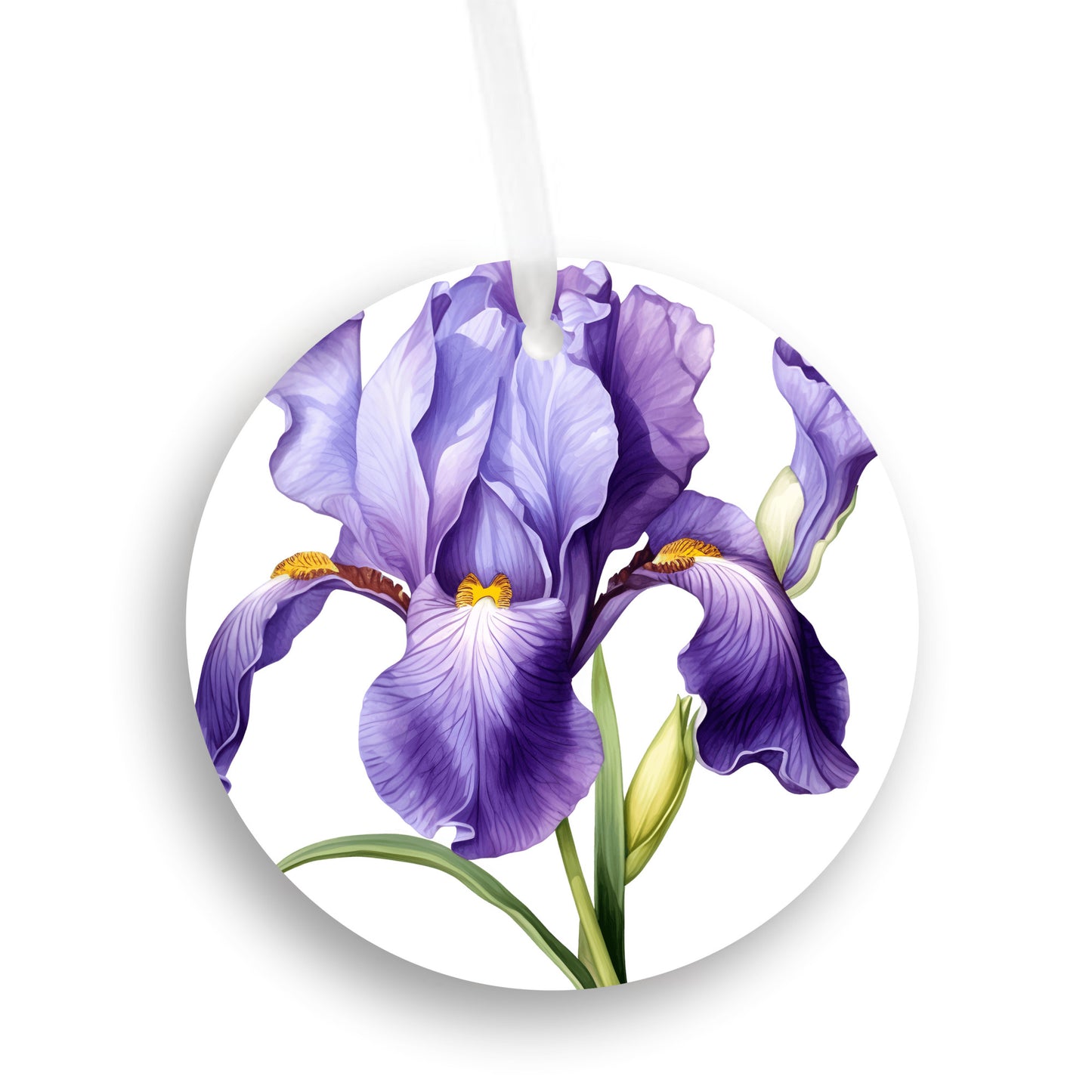 Purple Blue Iris Ornament, Flower Lover Gift