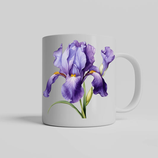 Purple Blue Iris Flower Mug, Irises Floral Gift
