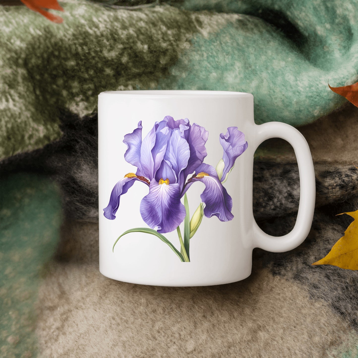Purple Blue Iris Flower Mug, Irises Floral Gift