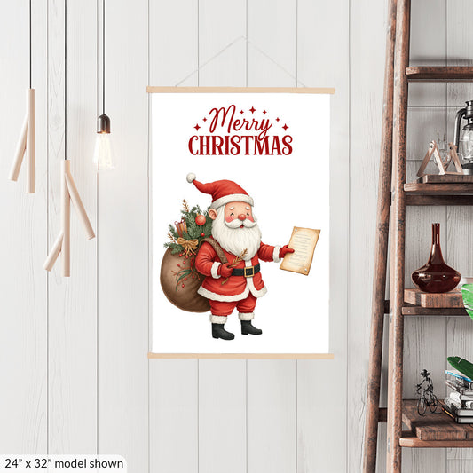 Merry Christmas Santa Wall Art, Red Holiday Canvas