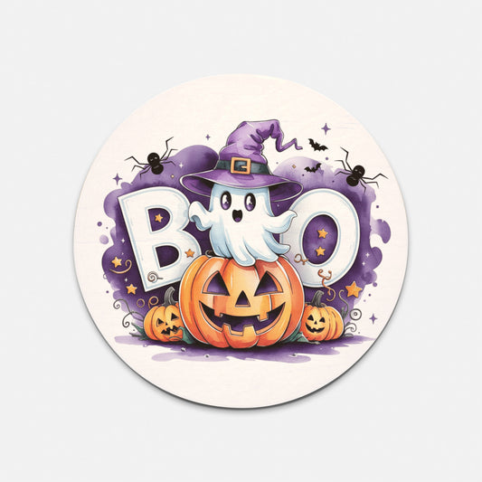 Halloween Wood Sign, Ghost Boo Pumpkin Wall Art