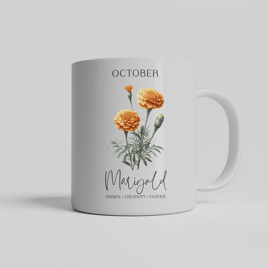 October Birth Month, Marigold Ceramic Mug
