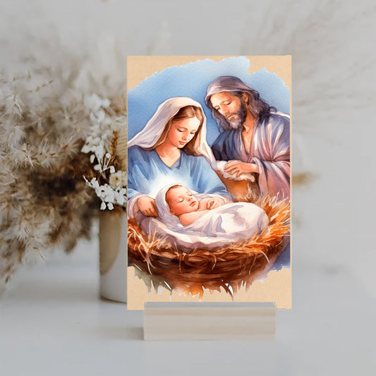 Nativity Home Decor Christmas Sign, Mary Joseph and Jesus