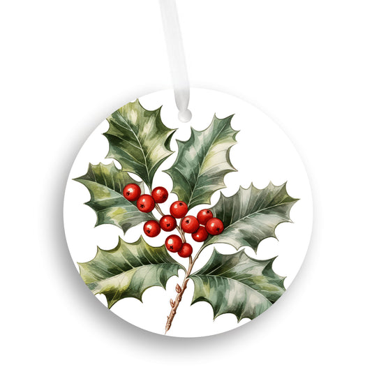 Holly & Berries Ornament, Christmas Tree Berry Ivy Decor