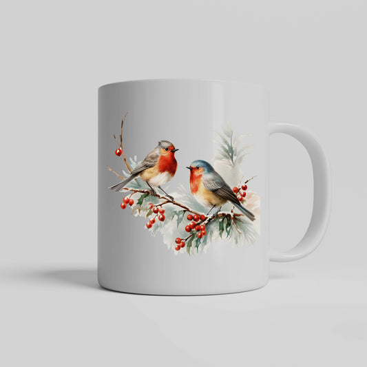 Christmas Songbirds Mug, Holiday Bird Gift