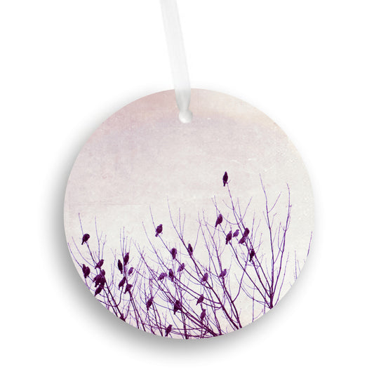 Birds Christmas Tree Ornament, Purple Holiday Decor