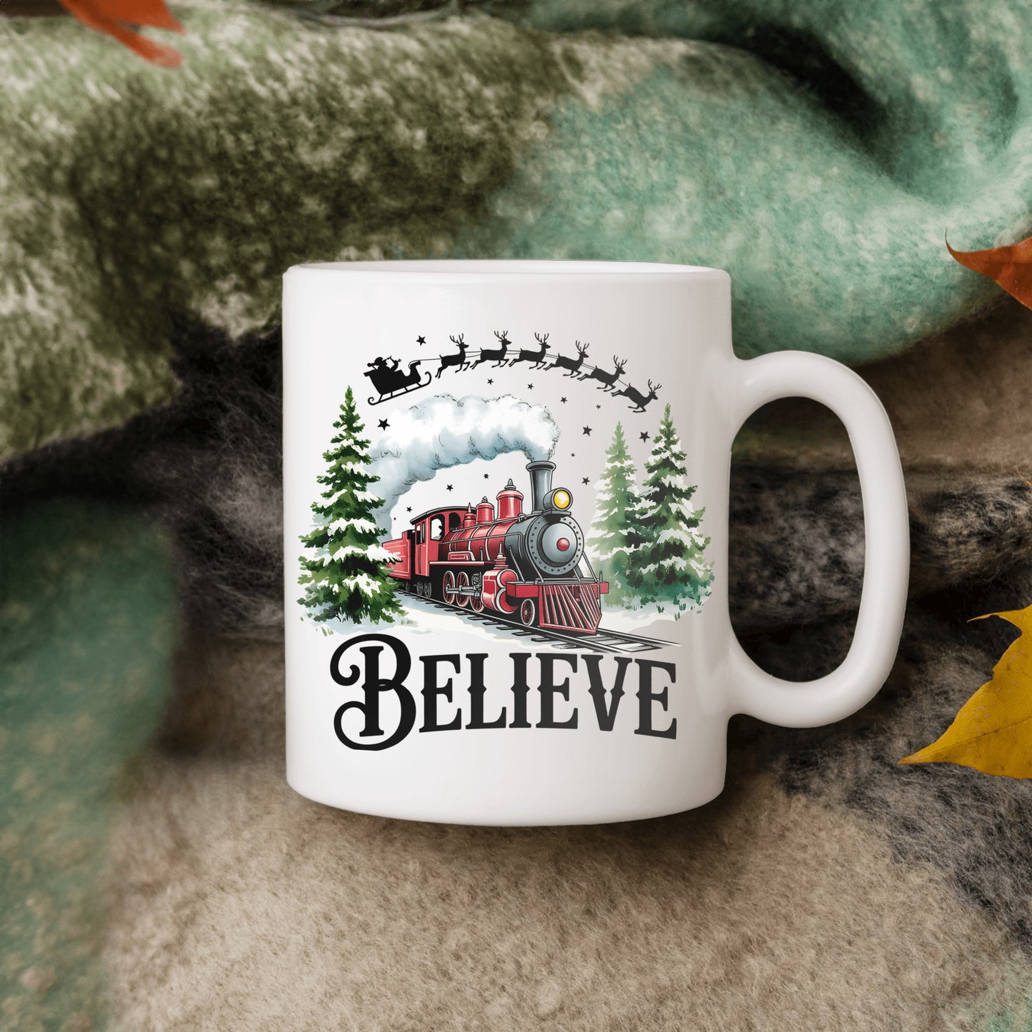 Christmas Train North Pole Mug, Believe Holiday Gift