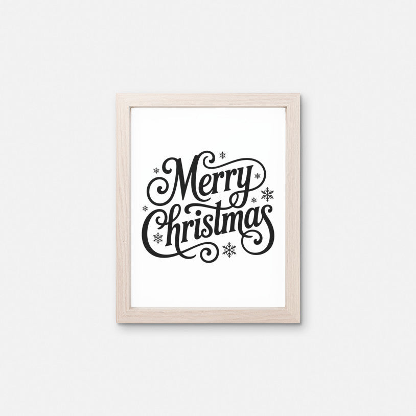 Merry Christmas Sign, 8x10 Holiday Decor Print