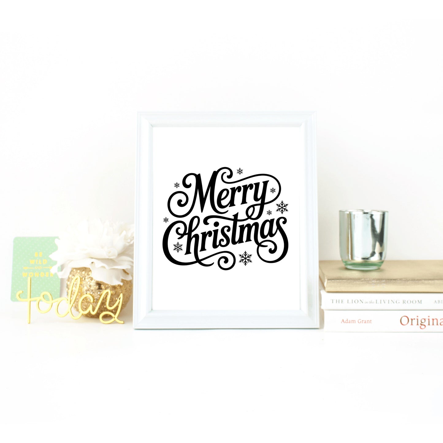 Merry Christmas Sign, 8x10 Holiday Decor Print